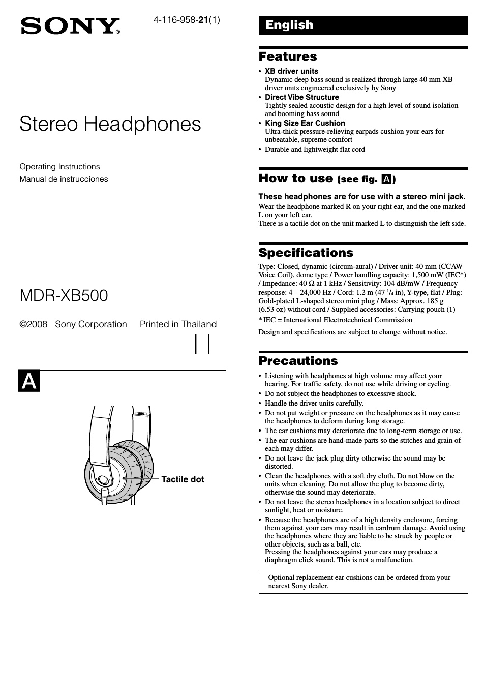 Sony MDR-XB 500 | Hifi-Wiki