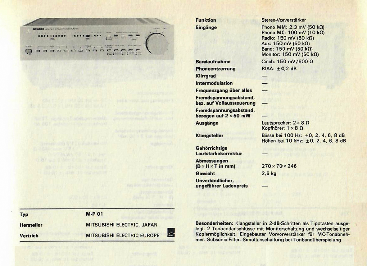 Mitsubishi M-P 01 | Hifi-Wiki