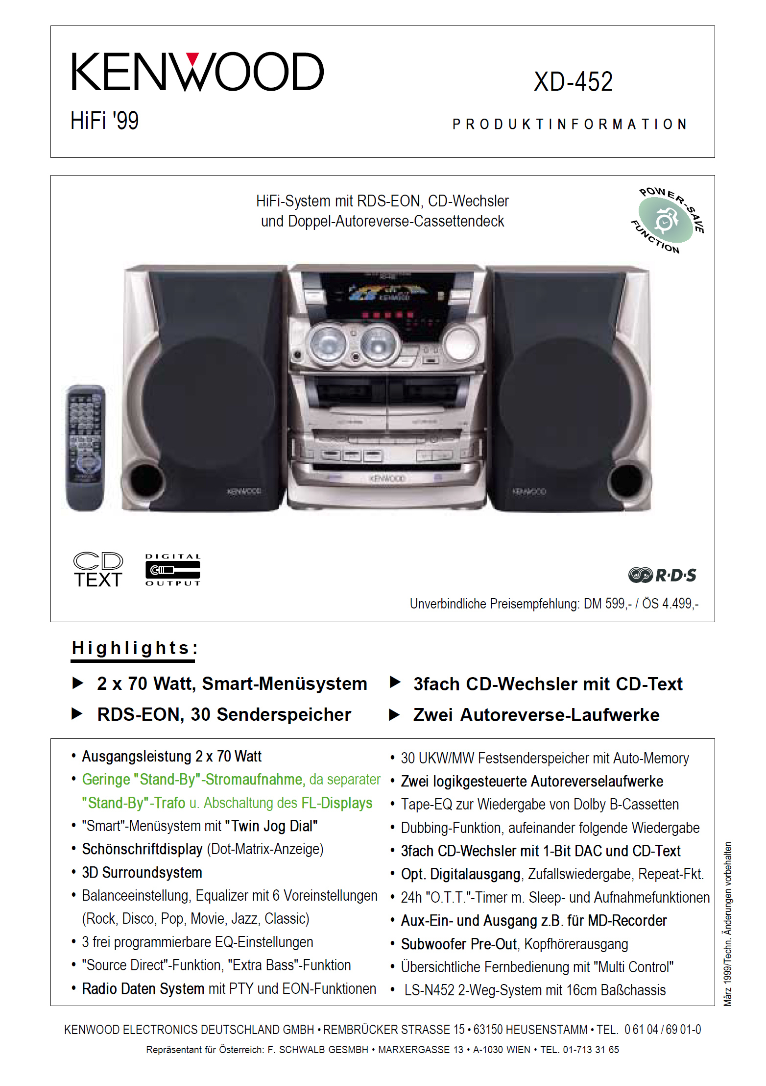 Kenwood XD452 HifiWiki