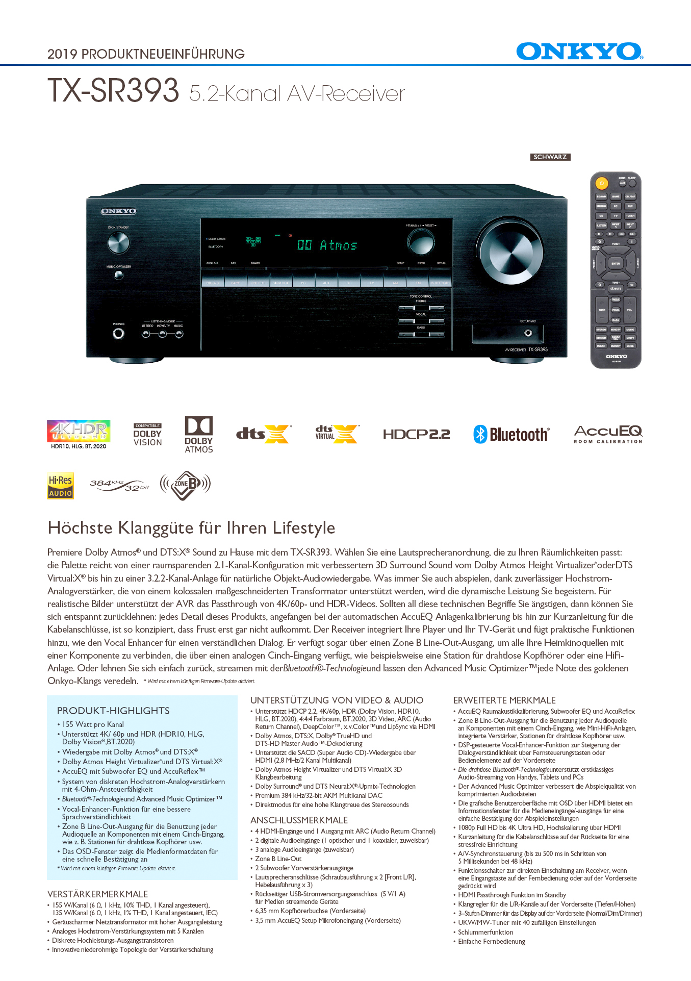 Onkyo TX-SR 393 | Hifi-Wiki