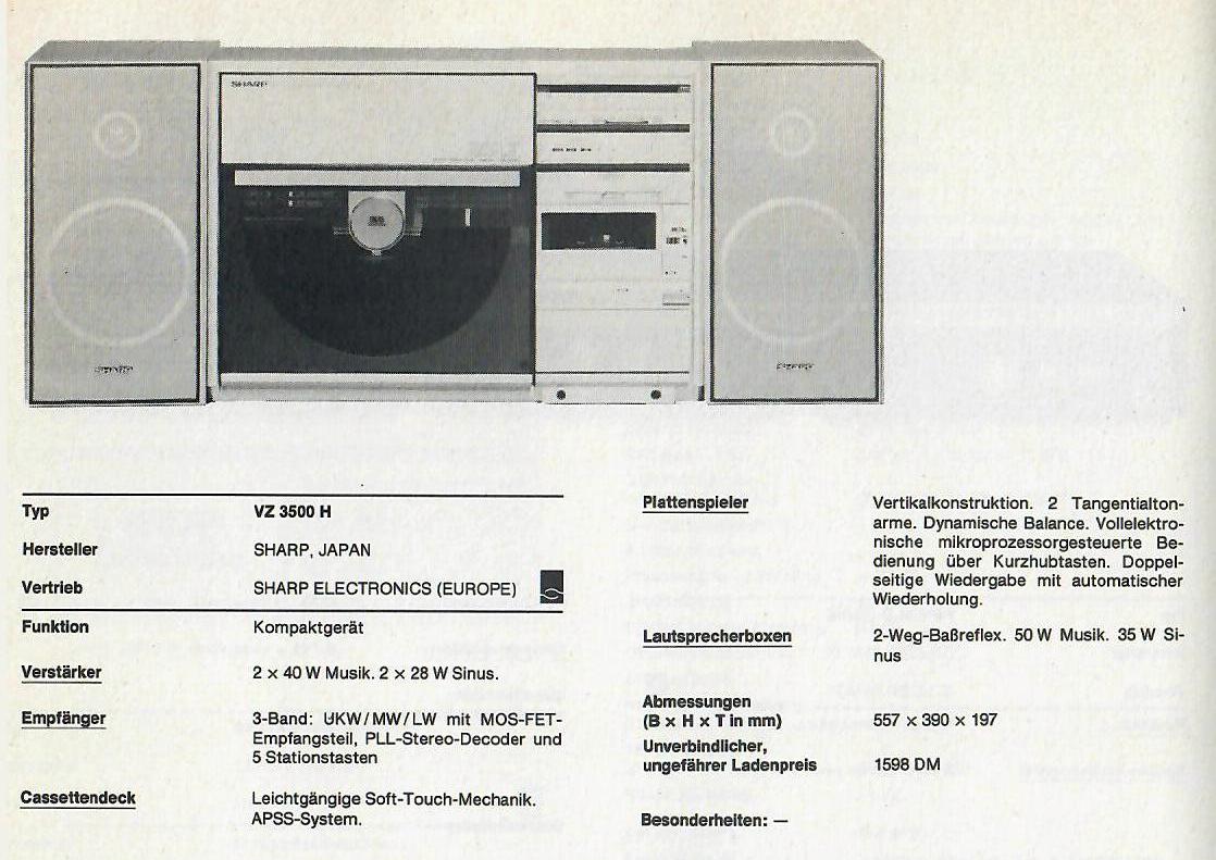 Sharp VZ 3500 H | Hifi-Wiki