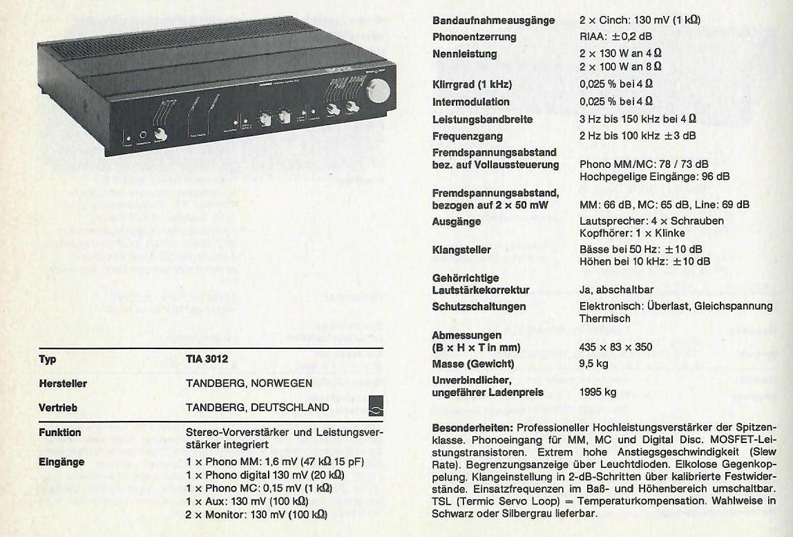 Tandberg TIA 3012 | Hifi-Wiki