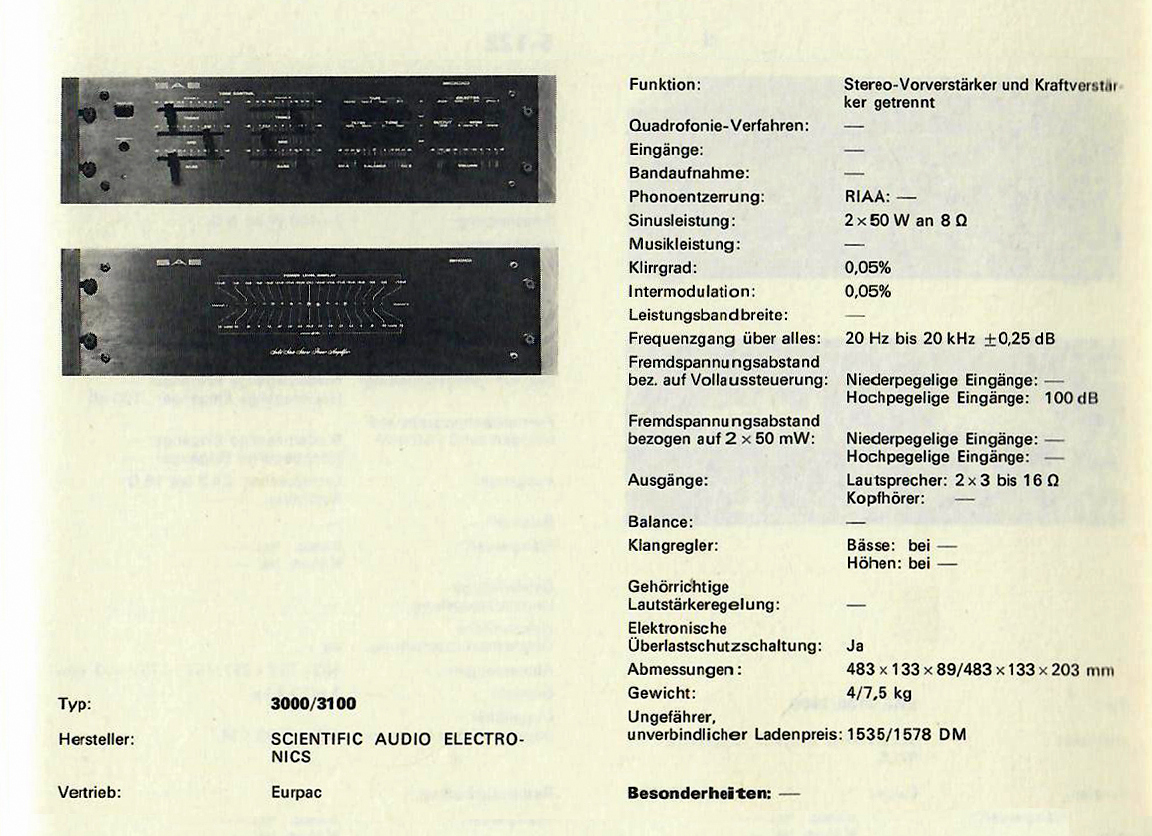 SAE 3100 | Hifi-Wiki