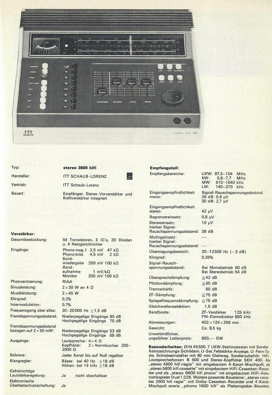 ITT Stereo 3600 HifiWiki