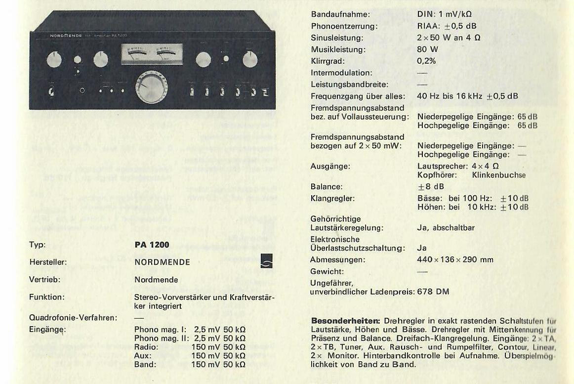Nordmende pa 1050 схема
