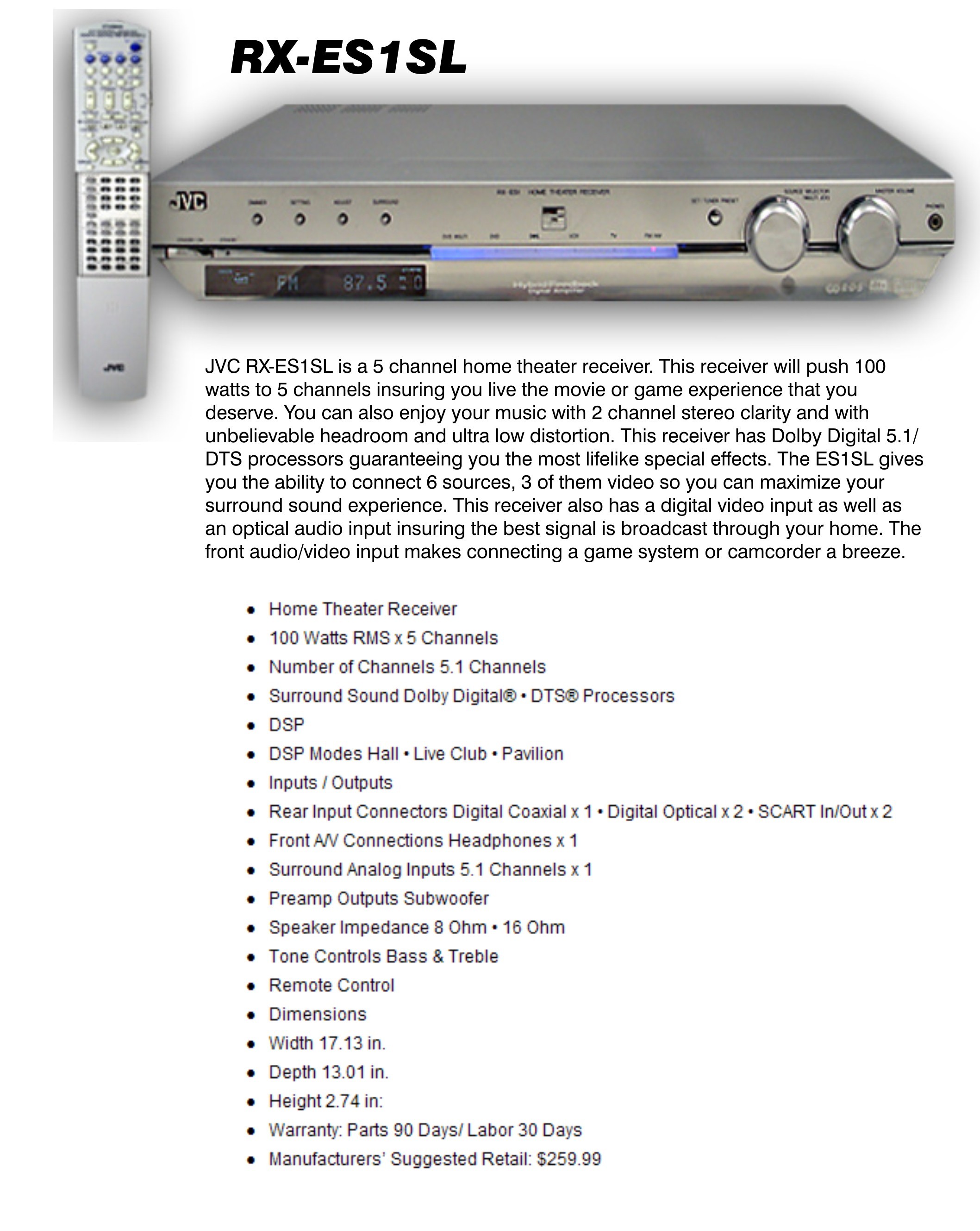 Где найти схема ресивера jvc ast 215 JVC RX-ES 1 Hifi-Wiki